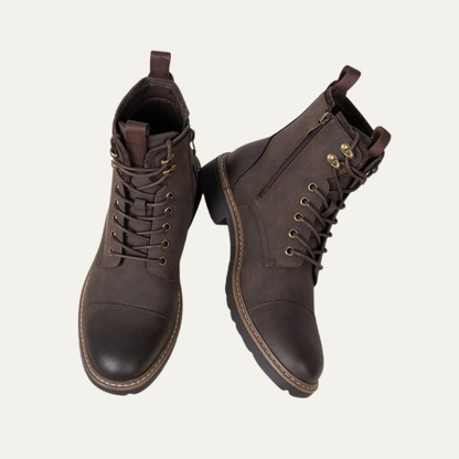 Tough Leather Lace Up Military Ankle Boots
