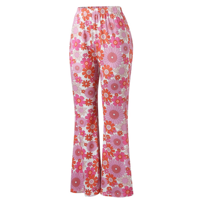 Classic High Waist Flowy Floral Women's Pants