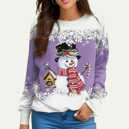 Fun Holiday Snowman Crew Neck Sweater