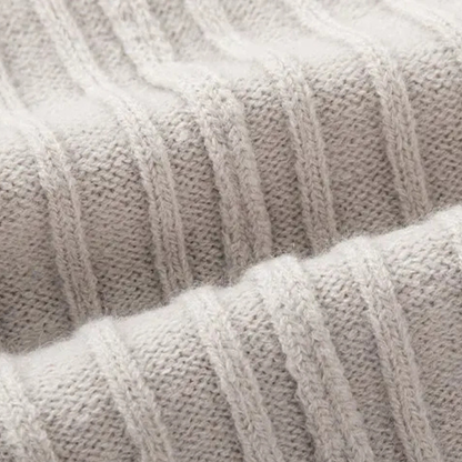 Warm Crew Neck Ribbed Knit Half Zip Sweater