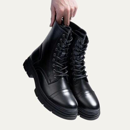 Men's Black Lace Up Ankle Boots with Side Zip