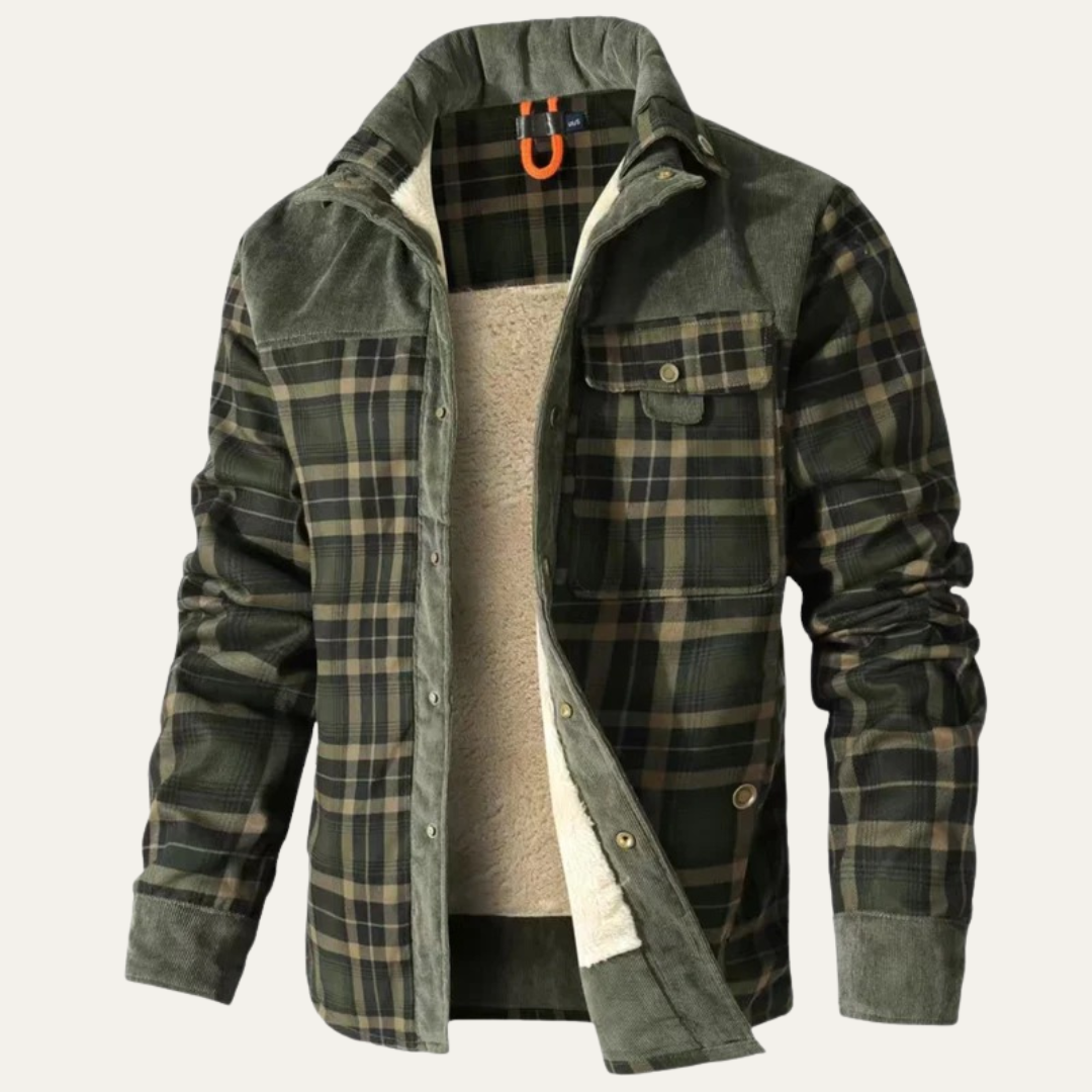 Warm Plaid Flannel Shirt Jacket for Men