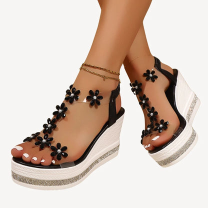 Orthopedic Wedge Sandals Women Floral Clear