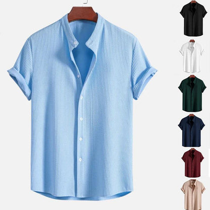 Men's Casual Cotton Short Sleeve Loose Shirt