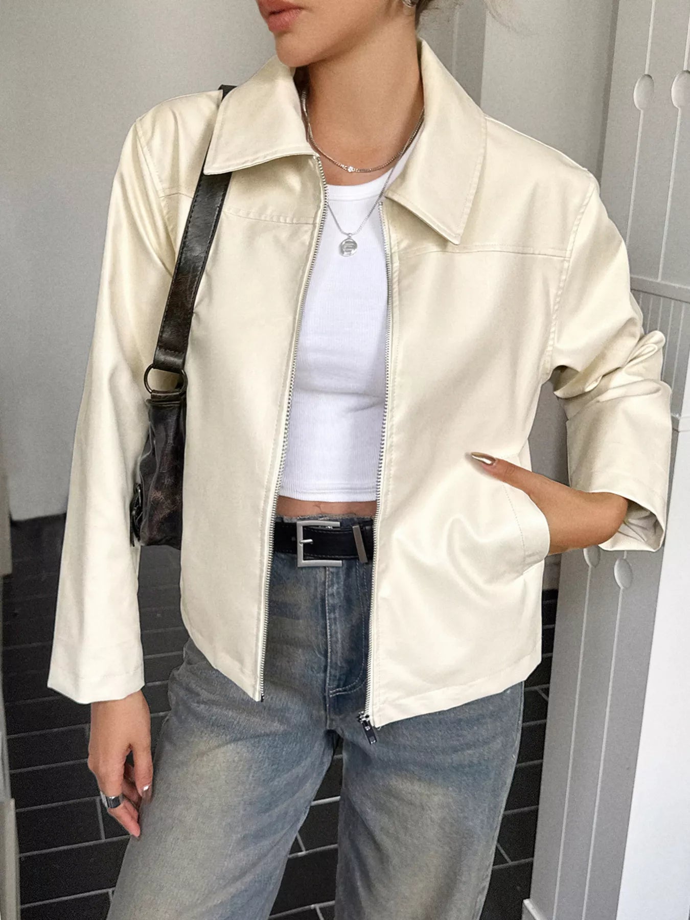 Premium Genuine Leather Zipper Coat