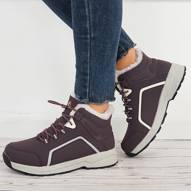 Winter Snow Hiking Boots Warm Faux Fur Lined Anti-Slip Trekking Boots Unisex