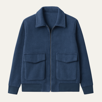 Rugged Mens Cotton Bomber Jacket with Pocket Details