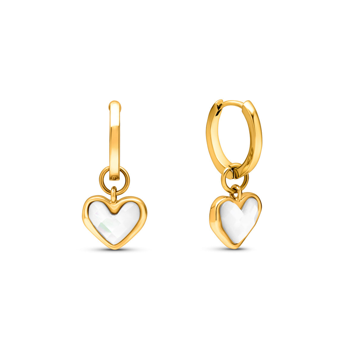 Lovely White Quartz Gold Drop Earrings - OutfitLondon