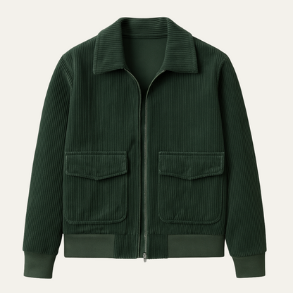 Rugged Mens Cotton Bomber Jacket with Pocket Details