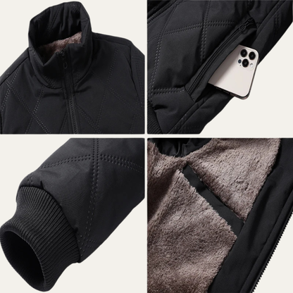 Warm Men's Quilted Fleece Zip Jacket