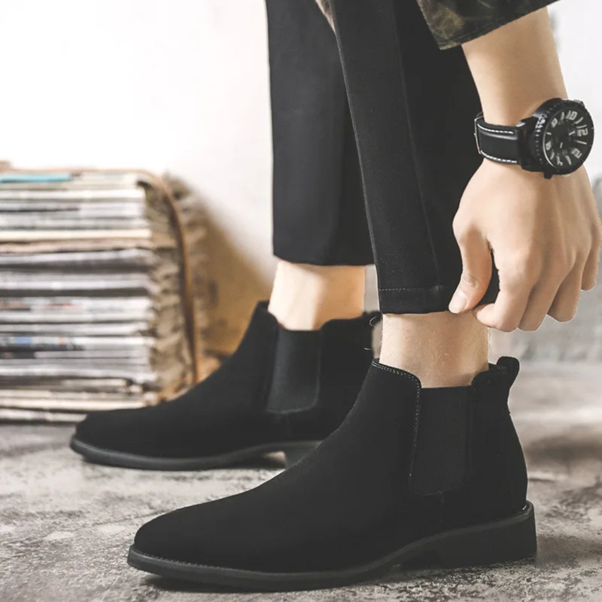 Luxury Men's Suede Chelsea Ankle Boots