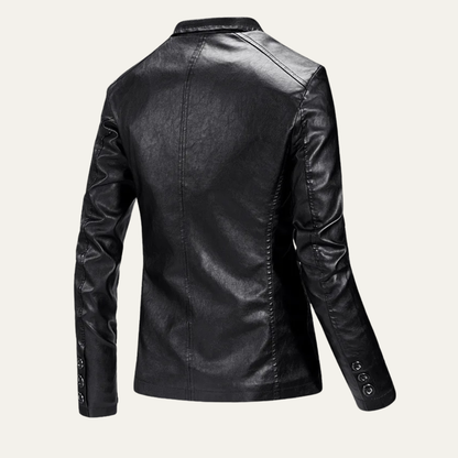 Classic Men's Fitted Leather Office Blazer Jacket