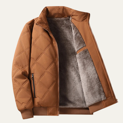 Warm Men's Quilted Fleece Zip Jacket