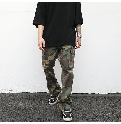 Men's Casual Cotton Straight Leg Cargo Pants