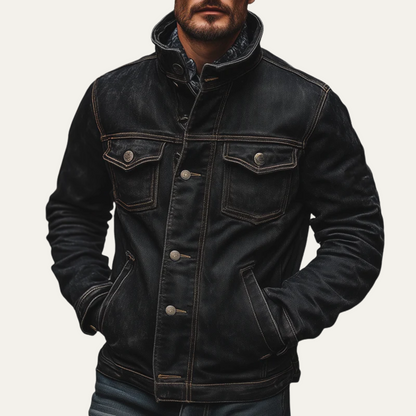 Classic Men's Dark Denim Trucker Jacket