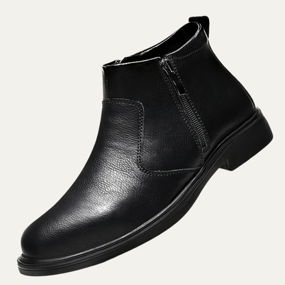 Stylish Men's Leather Ankle Boots with Zipper - OutfitLondon