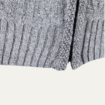Men's Textured Cable Knit Zip Up Sweater