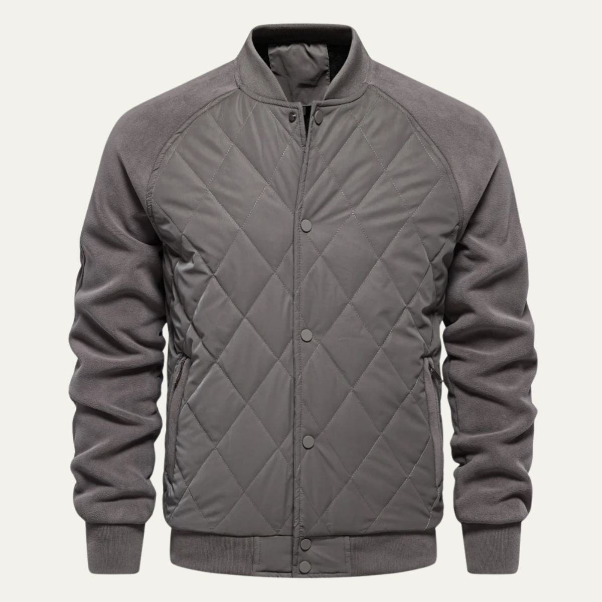 Warm Mens Quilted Patchwork Bomber Coat