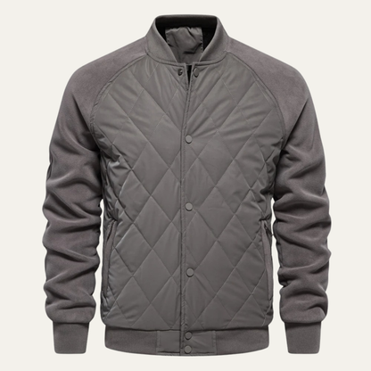 Warm Mens Quilted Patchwork Bomber Coat