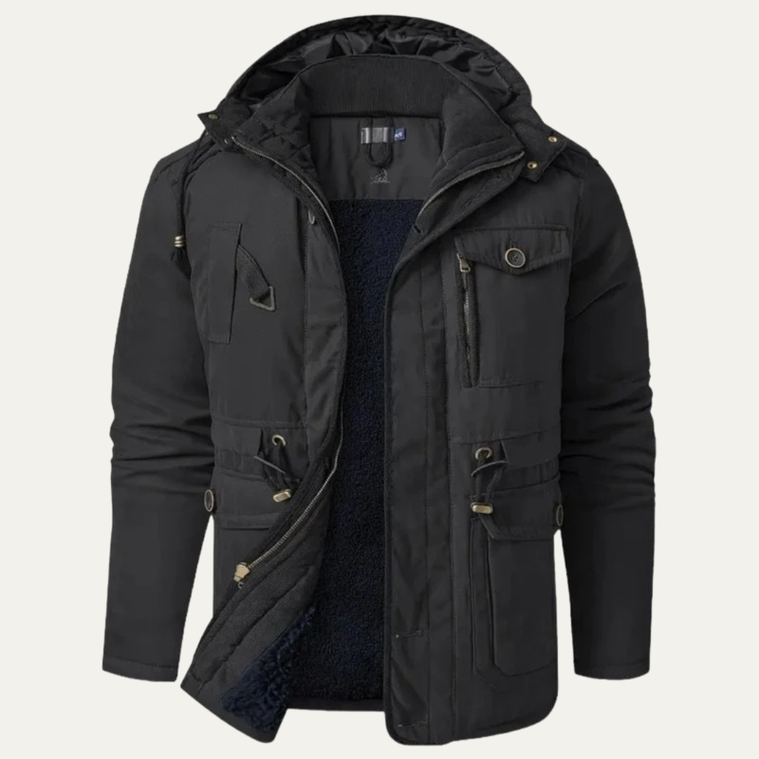 Rugged Corduroy Work Jacket with Faux Fur Collar
