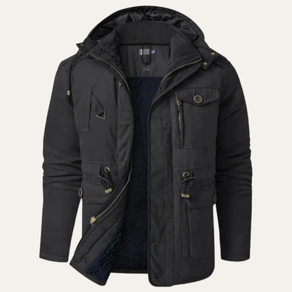 Rugged Corduroy Work Jacket with Faux Fur Collar