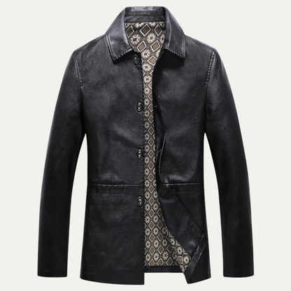 Stylish Men's Synthetic Leather Blazer Jacket - OutfitLondon