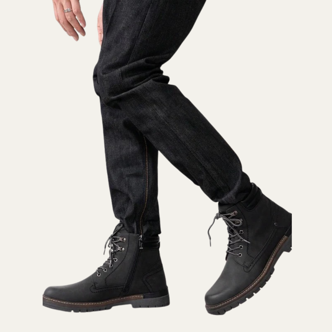 Tough Tactical Lace Up Ankle Boots with Rubber Sole