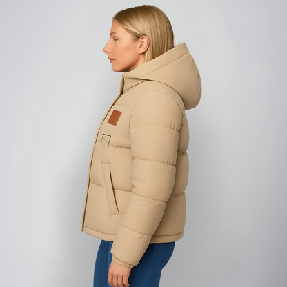 Warm Women's Parka Coat with Lace Details