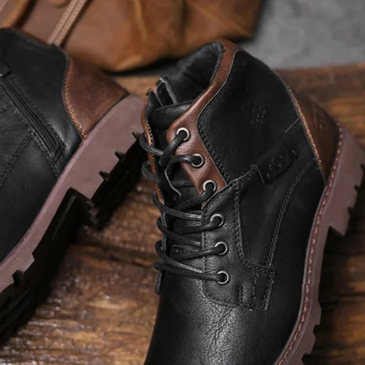 Rugged Men's Classic Leather Ankle Boots