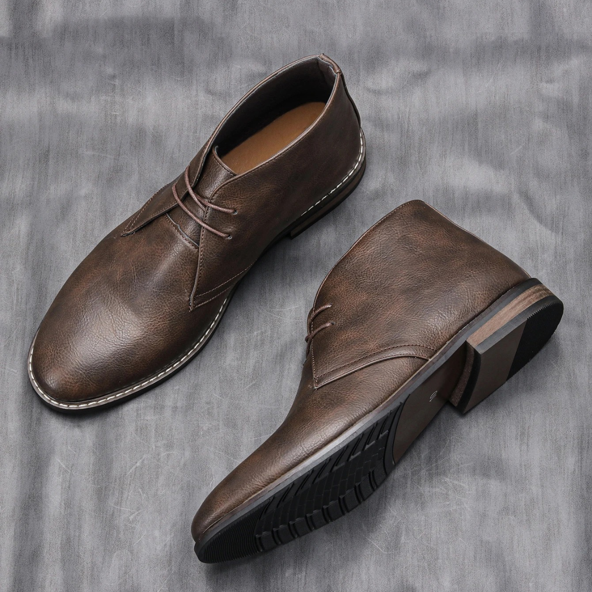 Rustic Men's Classic Brown Leather Ankle Boots