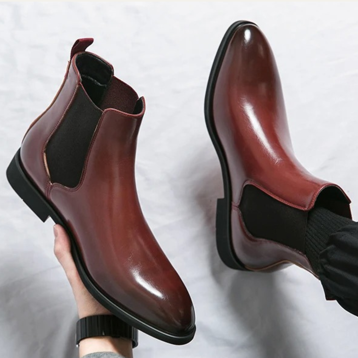 Brown Leather Mens Classic Ankle Boots