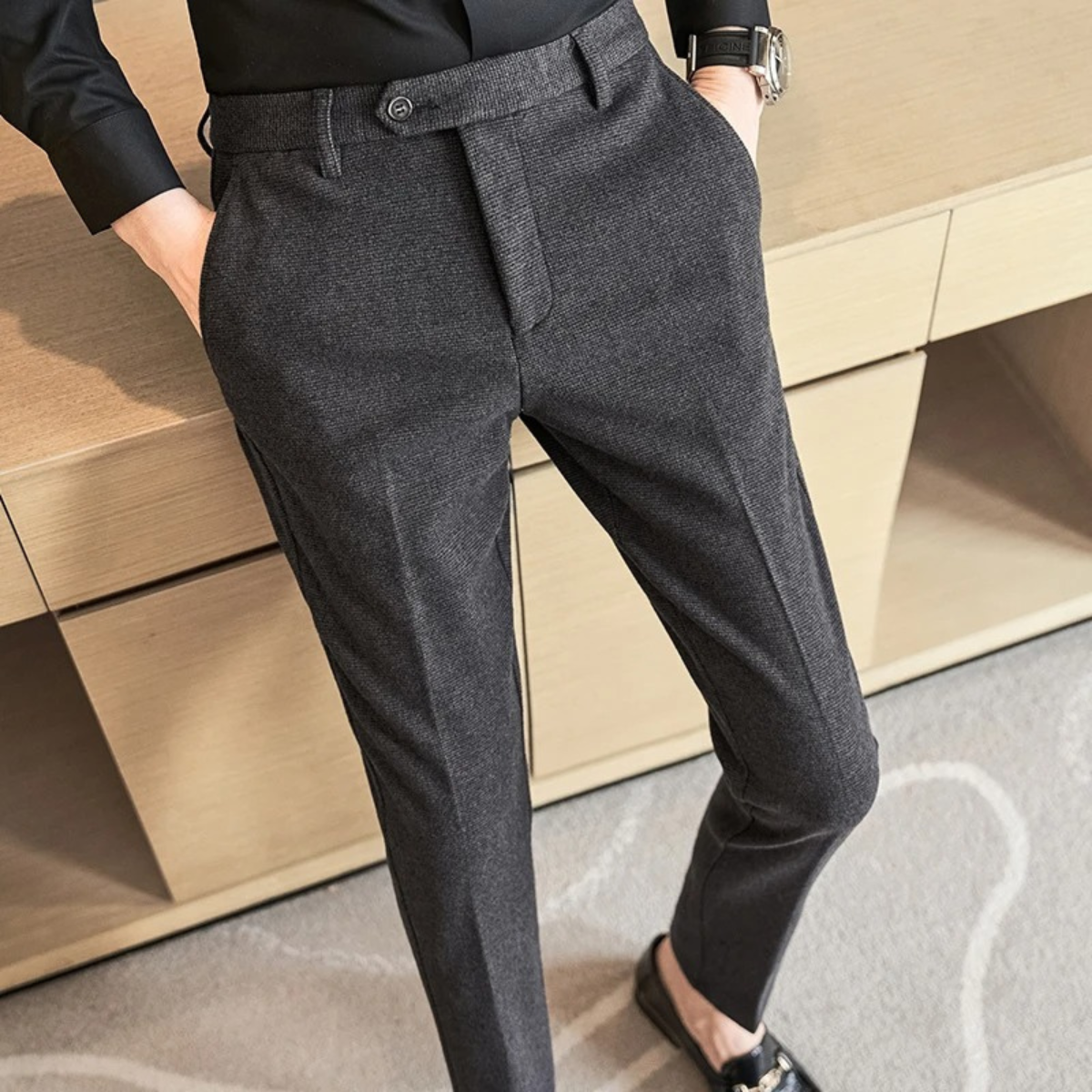 Stylish Men's Tailored Wool Formal Pants