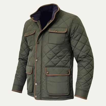 Slim Fit Men's Quilted Diamond Pattern Jacket