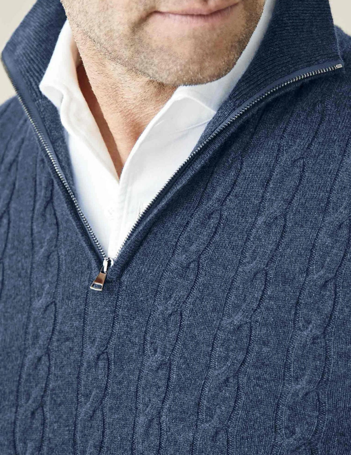 Classic Zip Up Crew Neck Sweater