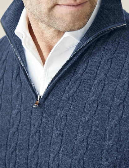 Classic Zip Up Crew Neck Sweater