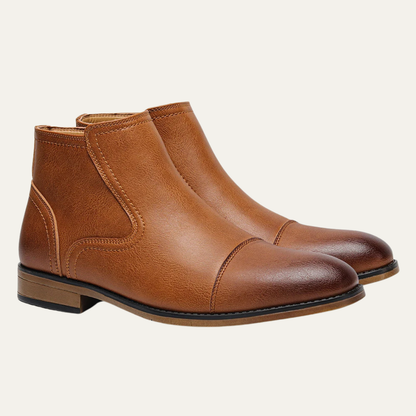 Stylish Men's Leather Zip Up Ankle Boots