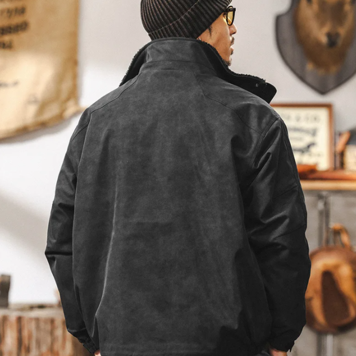 Luxury Mens Suede Inside Fleece Bomber Jacket
