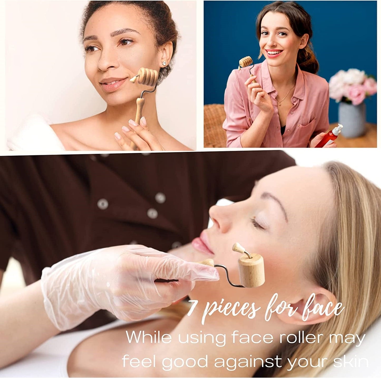 Face Massager Wooden Therapy Slimming Gua Sha Wrinkle Remover Kit