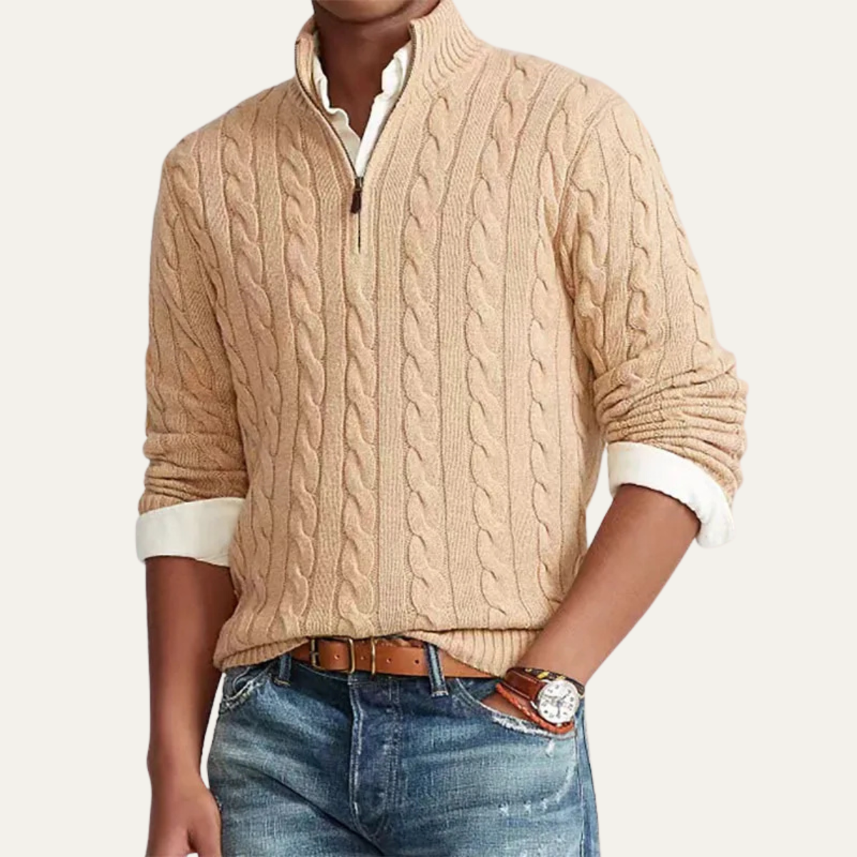 Classic Men's Cable Knit Sweatshirt