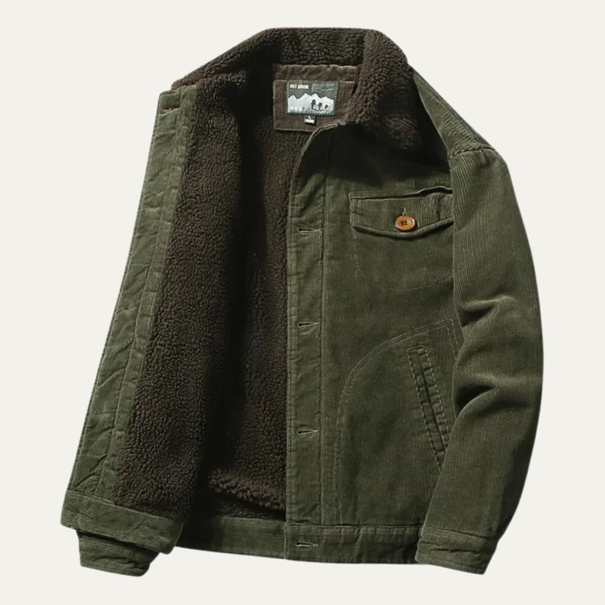 Rustic Mens Faux Fur Lined Corduroy Coat