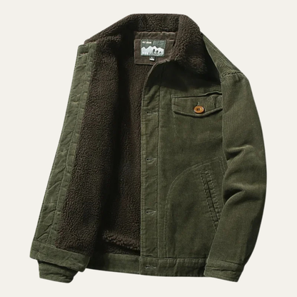 Rustic Mens Faux Fur Lined Corduroy Coat