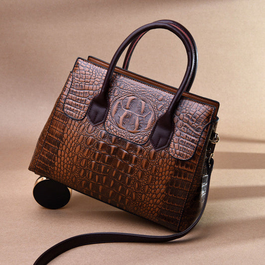 Women's Stylish Crocodile Pattern Tote Shoulder Bag