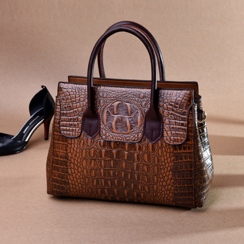 Women's Stylish Crocodile Pattern Tote Shoulder Bag