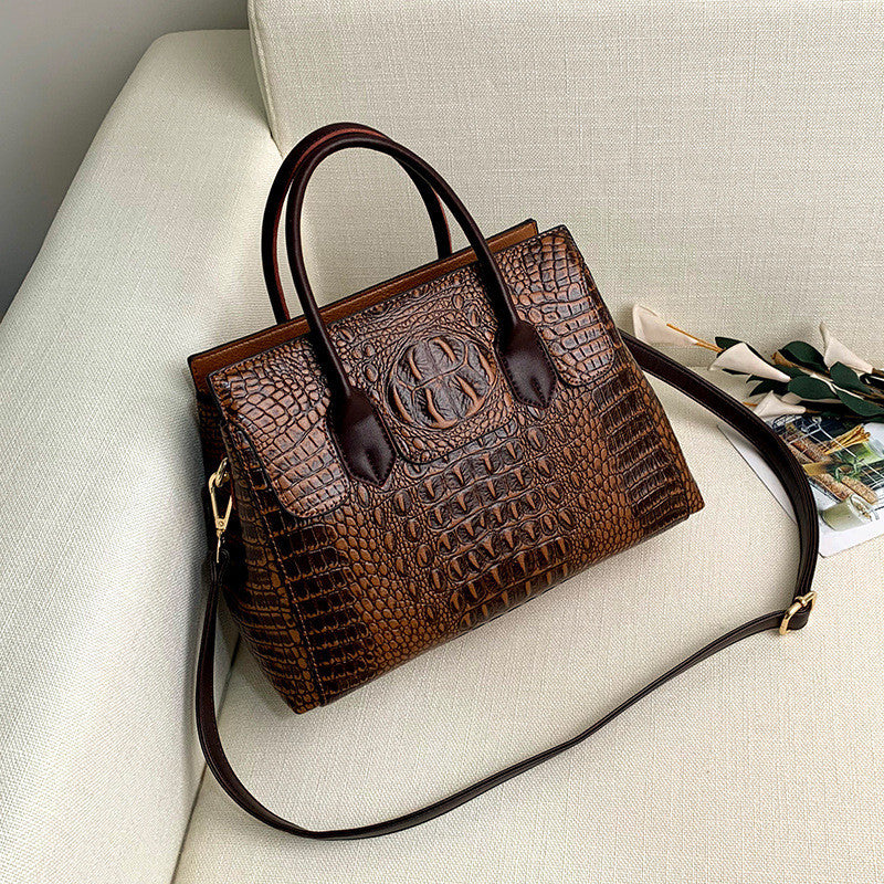 Women's Stylish Crocodile Pattern Tote Shoulder Bag