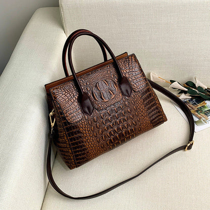 Women's Stylish Crocodile Pattern Tote Shoulder Bag