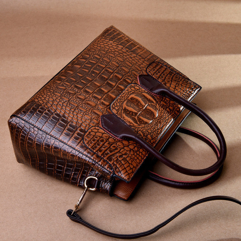 Women's Stylish Crocodile Pattern Tote Shoulder Bag
