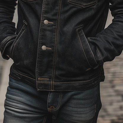 Classic Men's Dark Denim Trucker Jacket