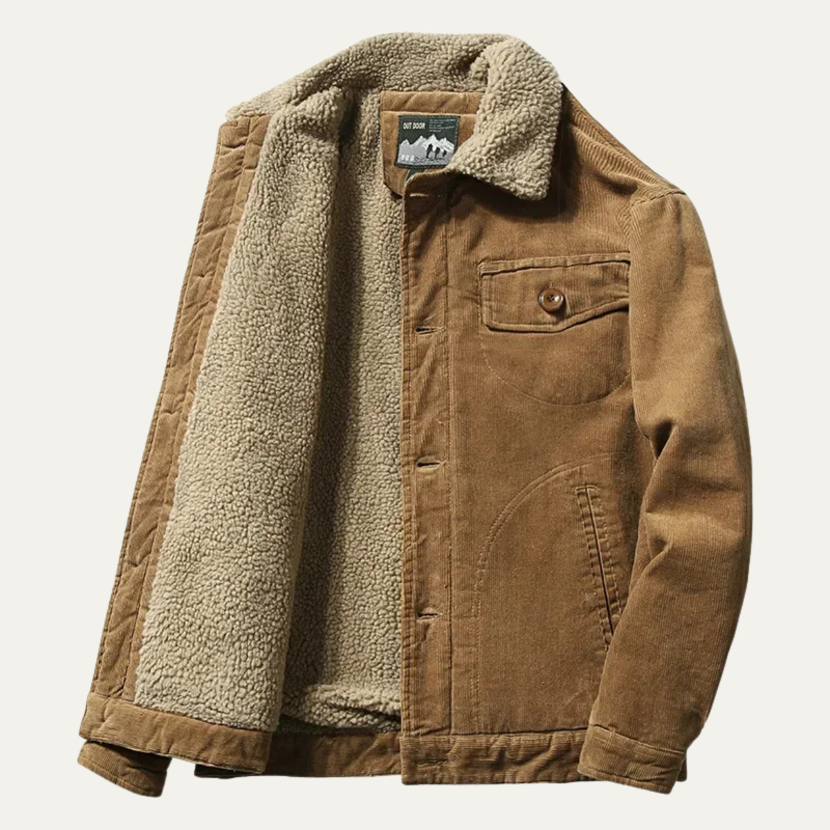 Rustic Mens Faux Fur Lined Corduroy Coat