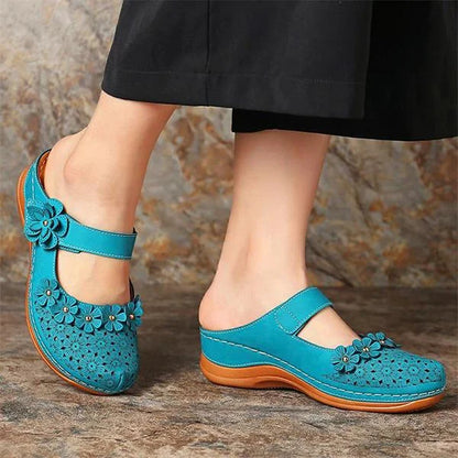 Comfy Floral Slip-On Wedge Sandal