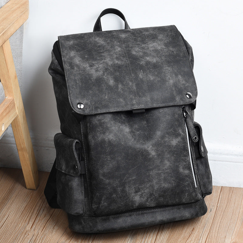 Men's Stylish Waterproof Leather Backpack with Laptop Compartment